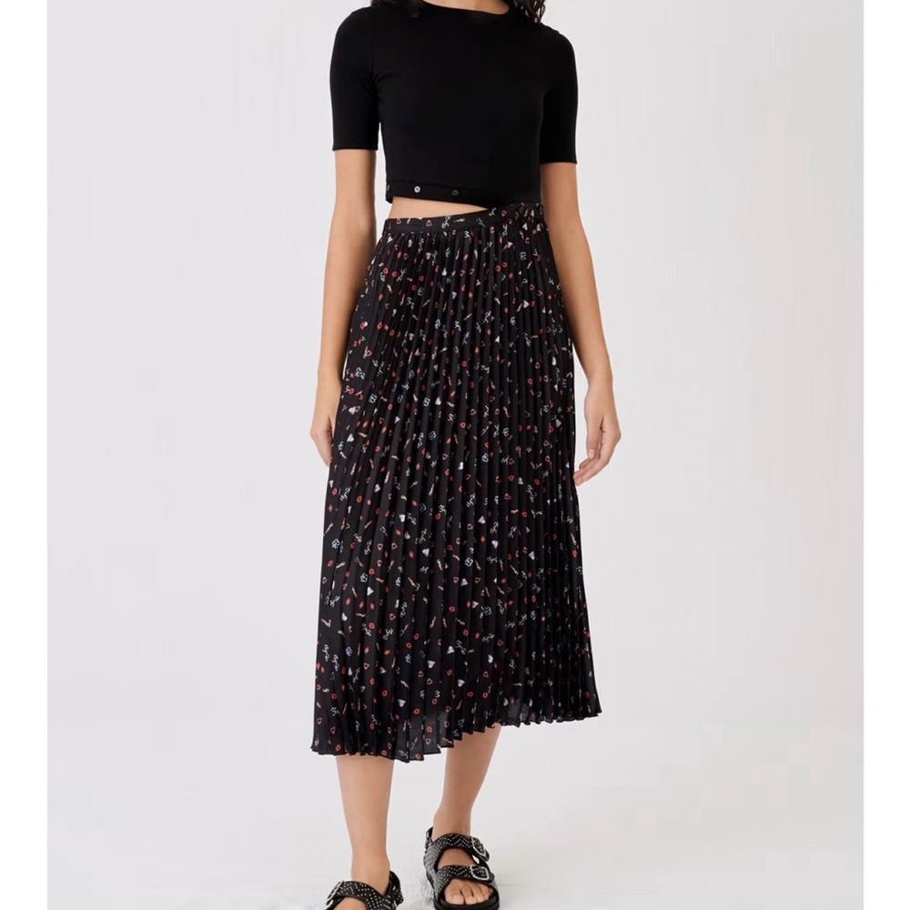 Maje 2-piece dress with printed pleated skirt